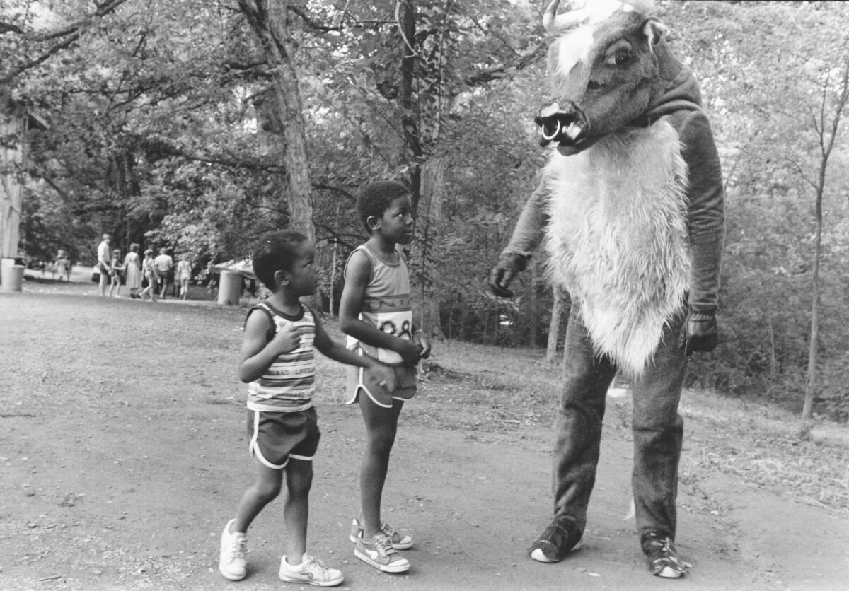 Kids with the Durham Bull