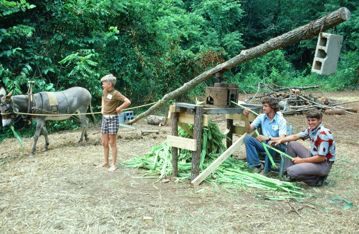 The Wheeler Family Demonstrating Their Old-Time Sorghum Mill